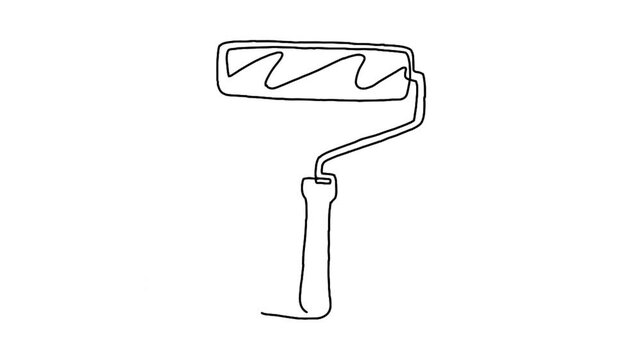 continuous line animation of paint roller