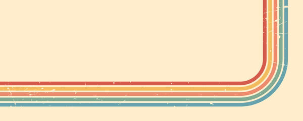 Groovy 70s retro art. Vintage rainbow stripes and abstract waves. Colorful graphic design or wallpaper. Vector illustration.