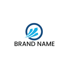 Dynamic Financial Growth Logo with Blue Upward Arrows in Circle for Corporate Investment, Modern Business Progress Icon Representing Speed, Efficiency, and Forward-Moving Strategy
