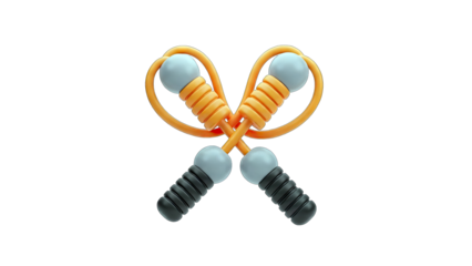 3D Rendered Jump Ropes Crossed on White Background