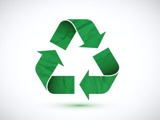 Green recycling symbol icon on a white background representing ecology, conservation, and environmental reuse