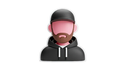 3D Rendered Man in Hoodie and Cap on White Background