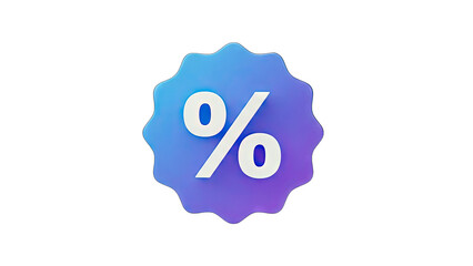 3D Percentage Badge on White Background
