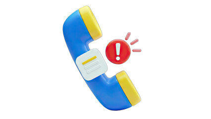 3D Phone with Exclamation Mark - Alert Concept