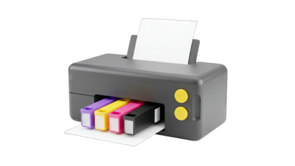 3D Printer Printing Paper with Ink Cartridges