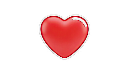 3D Red Heart Icon on White Background