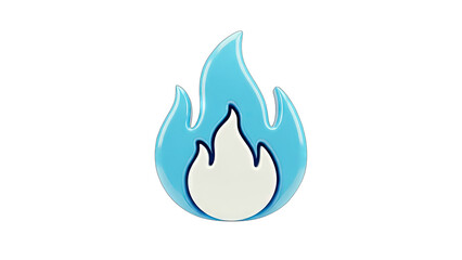 3D Rendered Blue Flame Icon on White Background