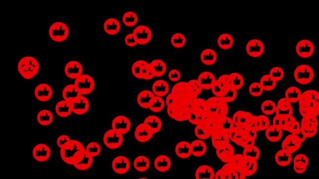 Abstract Red Bubbles Floating on Black Background, Dynamic Motion Graphic Animation.