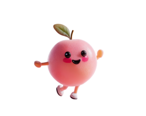 Cute cartoon fruit character with happy expression.