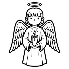 Cute Angel Holding Candle Christmas Ornaments Vector Illustration for Festive Decor