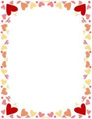 Elegance Victorian Red Heart Frames Drawings with bow and ribbons in vintage coquette girly style. Hand-drawn baroque line borders for Valentine's Day cards, Wedding invitations	