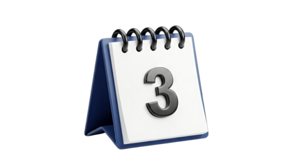 Calendar displaying the number 3 on a white background.
