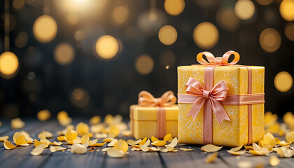 christmas gift box with gold ribbon christmas gift box with golden ribbon beautiful Christmas day beautiful decrut beautiful view and seen beautiful background and wallpaper hd photo 