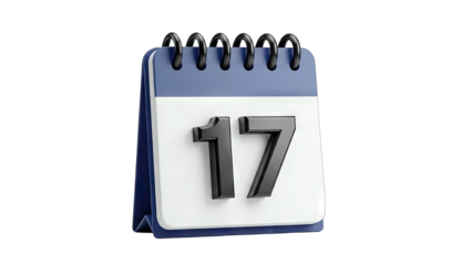 Calendar Showing Date 17 on White Background