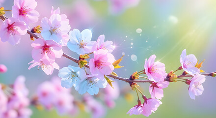 Naklejka premium Delicate Cherry Blossoms in Springtime - A Pastel Dream.