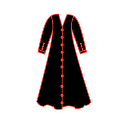 Traditional black abaya with red accents
