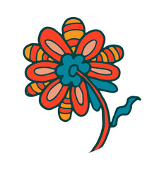 Playful folk daisy flower vector clipart