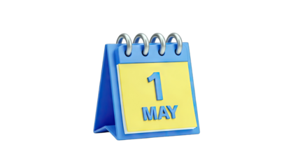 Calendar with May 1st Date on White Background