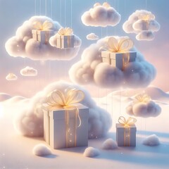 gift box with clouds