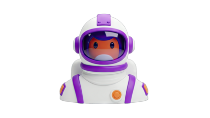 Cartoon Astronaut Exploring Space on White Background