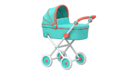 Cartoon Baby Stroller Isolated on White Background
