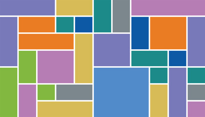 Vector geometric background of multi-colored rectangles of different sizes and color