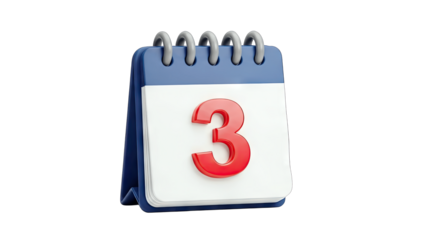 Calendar with the number 3 on a white background