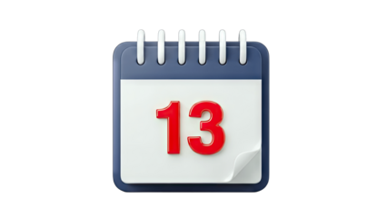 Calendar with the number 13 - Reminder of the date