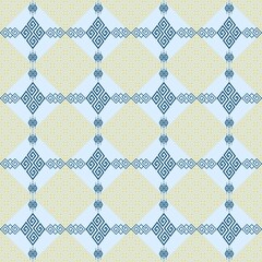 Elegant Blue and Gold Geometric Thai Pattern Background