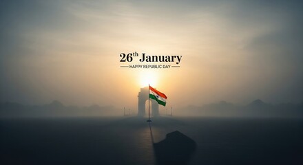 Indian Tricolour with India Gate. Cinematic Minimal Republic Day Art.