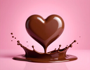 とろけるハート型のチョコレート　バレンタイン　手作りチョコ　ピンク背景