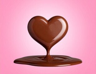 とろけるハート型のチョコレート　バレンタイン　手作りチョコ　ピンク背景