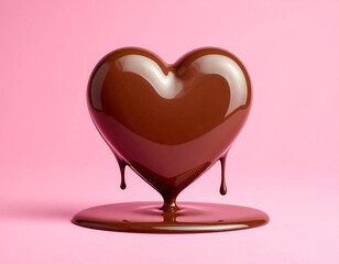 とろけるハート型のチョコレート　バレンタイン　手作りチョコ　ピンク背景