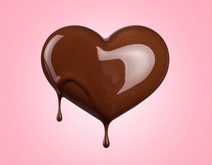 とろけるハート型のチョコレート　バレンタイン　手作りチョコ　ピンク背景