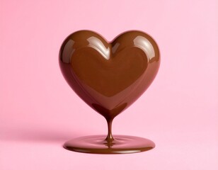 とろけるハート型のチョコレート　バレンタイン　手作りチョコ　ピンク背景