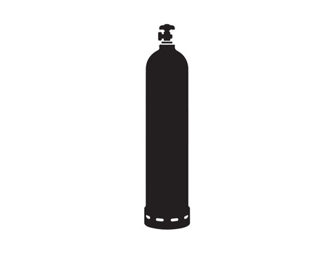 Nitrogen Gas Cylinder in silhouette white background۔