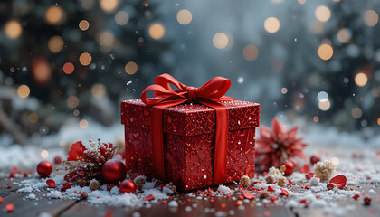 christmas gift box with red ribbon christmas gift box with red ribbon on snow beautiful view and seen beautiful background and wallpaper hd photo beautiful gift 