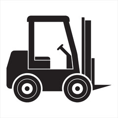 forklift icon vector silhouette on transparent background