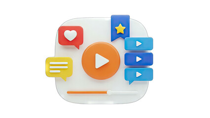 3D Media Player Interface with Social Icons