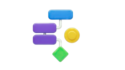 3D Flowchart Diagram on White Background