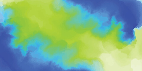 Vibrant Blue and Neon Green Abstract Fluid Watercolor Background Texture