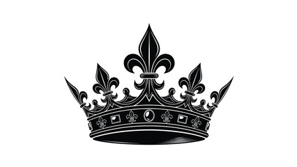 Elegant black royal crown with ornate details and fleur de lis emblems