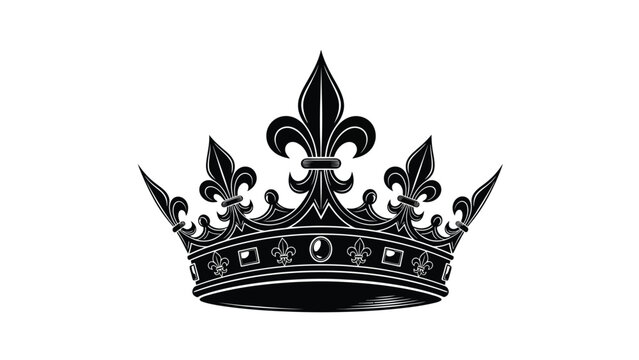 Elegant black royal crown with ornate details and fleur de lis emblems