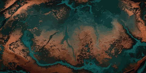 Abstract Earthy Teal and Brown Grunge Texture Vector Background