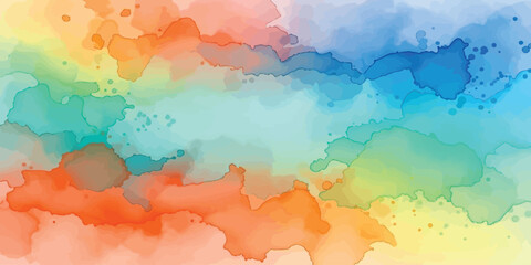 Seamless Vibrant Watercolor Gradient Splash Background Texture in Yellow Orange Blue