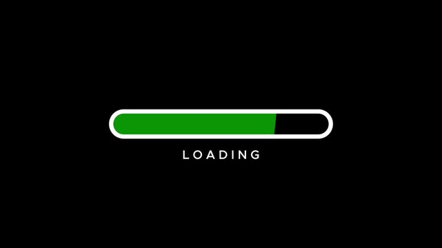Minimal loading progress bar animation on black background for website interface, app screen, software UI, digital waiting concept design