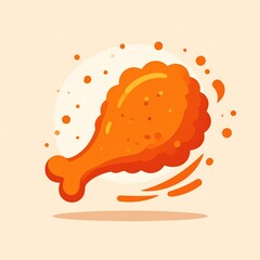 Crispy Fried Chicken Drumstick Illustration with Splashes
