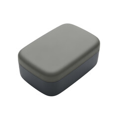 Minimalist two-tone rectangular storage container with rounded edges on transparent background