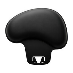 Modern black bicycle seat with sleek design isolated on a transparent background