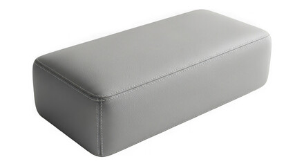 Modern gray leather ottoman isolated on a transparent background